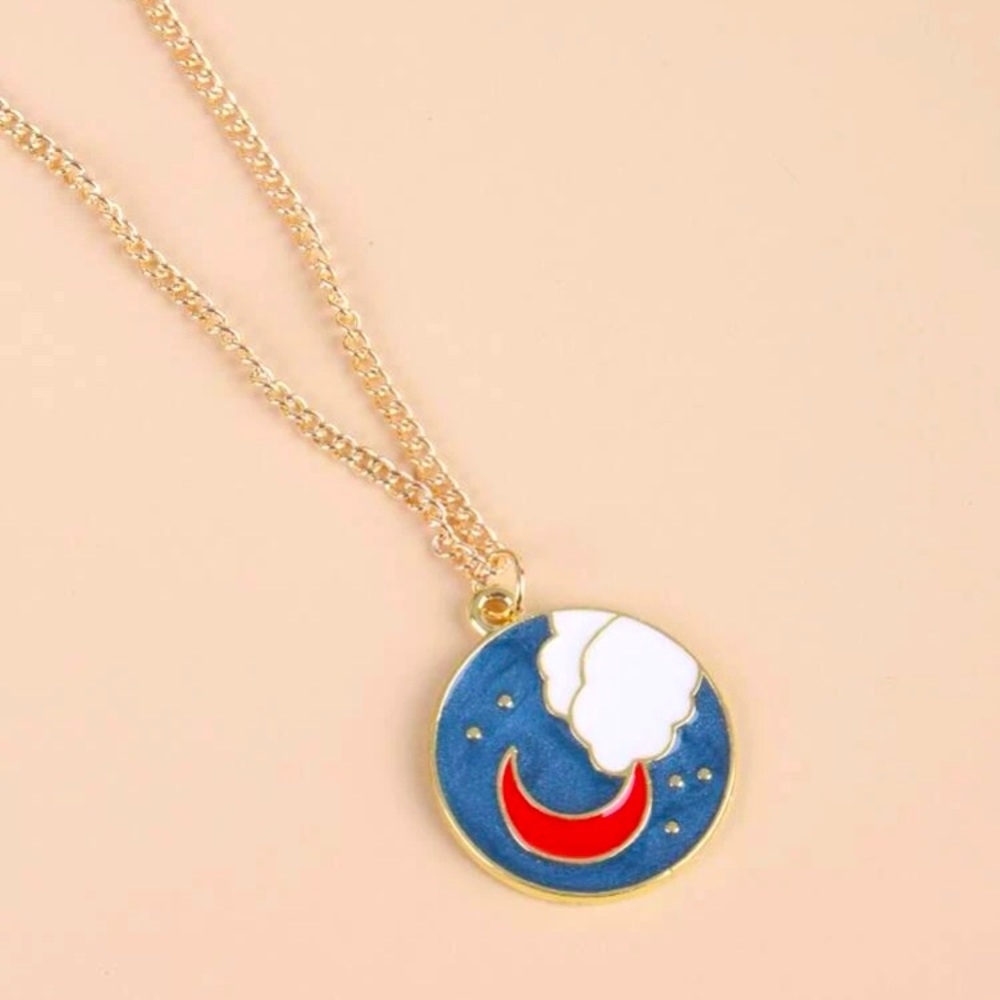 Moon 🌙 sky clouds ☁️ celestial necklace